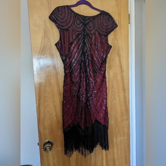 Red Vintage Style Flapper Dress - Picture 2 of 2